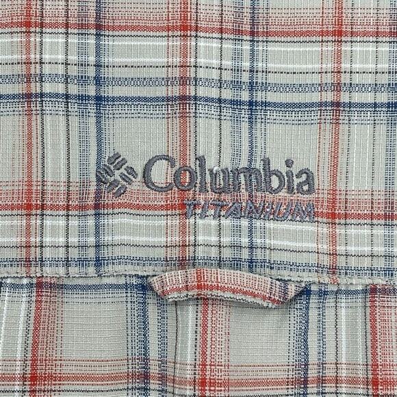 Columbia Shirt Mens Extra Large Tan Plaid Button Up Omni Dry Vented Outdoor - Picture 7 of 12